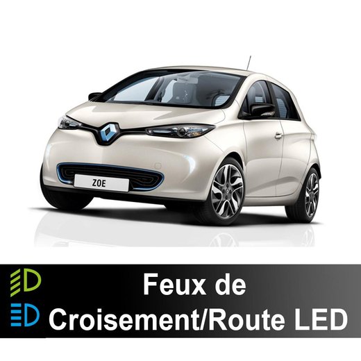 Pack feux de croisement/route LED Renault Zoe phase 1 2012 à 2019 - 90 watts - 15 300 lumens