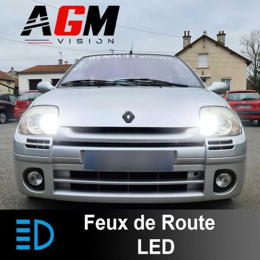 PACK LED Feux de route Renault Clio 2 de 1998 à 2012 (avec phare lenticulaire)