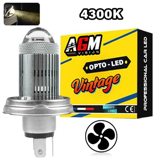 Ampoule LED R2 P45T OPTO 4300K Blanc Chaud - Ventilée avec Loupe 6-12V