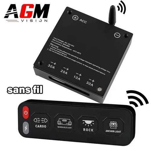 Wireless 4-button panel/remote control + Power supply box for headlight lighting & LED bar Wireless 4-button panel/remote control + Power supply box for headlight lighting & LED bar
