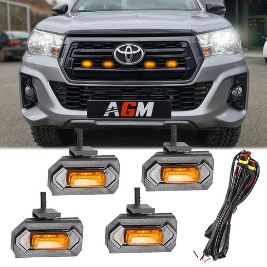 Pack de 4 veilleuses LED orange à pince et clips - calandre