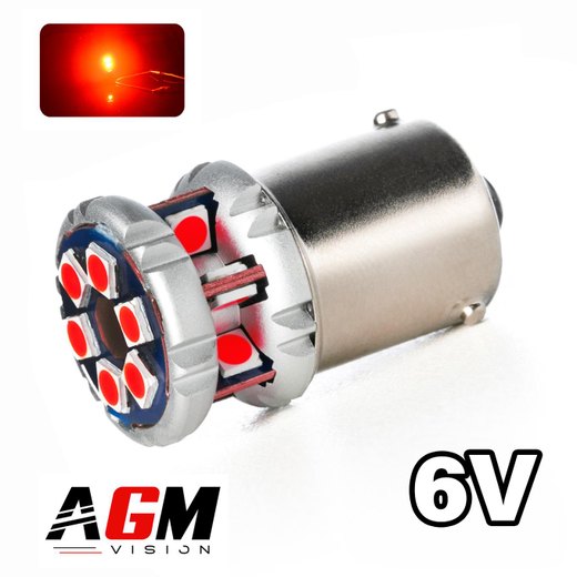LED-pære R5W-R10W Rød Mini Ultra Power 6V LED-pære R5W-R10W Rød Mini Ultra Power 6V