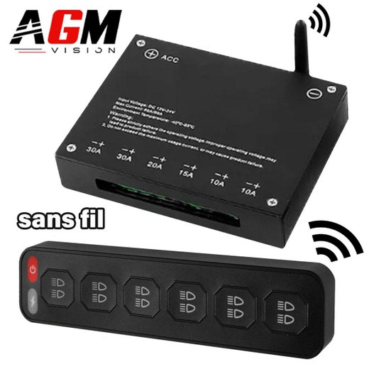 Wireless 6-button panel/remote control + Power supply box for headlight lighting & LED bar Wireless 6-button panel/remote control + Power supply box for headlight lighting & LED bar
