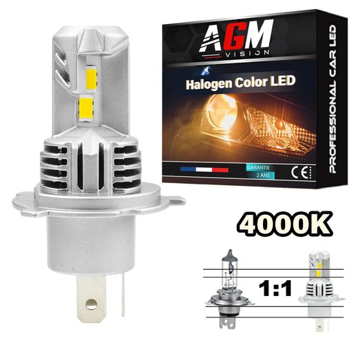 Ampoule LED H4 GTS Halogen Color 4000K, 1.1 Slim ventilée, 30 watts, 5000 lumens Ampoule LED H4 GTS Halogen Color 4000K, 1.1 Slim ventilée, 30 watts, 5000 lumens