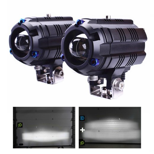 SETT 2 MINI LED-FRONTSLYKTER NÆRLYS/FJERNLYS BOOST 60W FOR MOTORSYKKEL