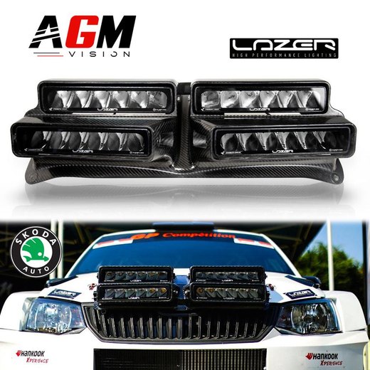 Rally-kulfiberkappe med 4 LED-ramper Lazer – Skoda R5