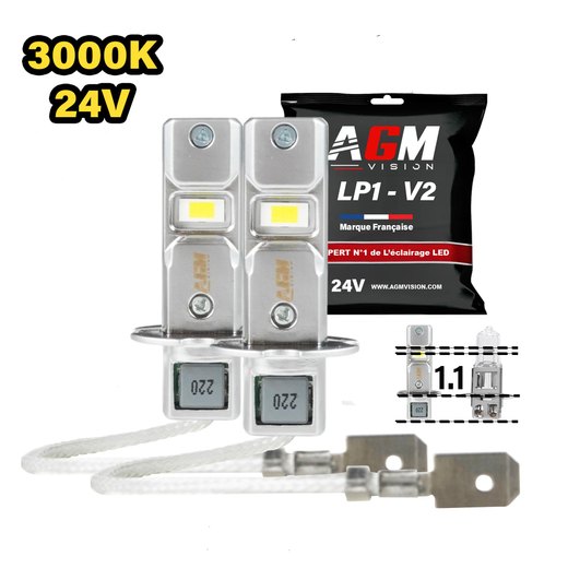 Zestaw żarówek LED H3 LP1 - 24V - Żółty 3000K Zestaw żarówek LED H3 LP1 - 24V - Żółty 3000K