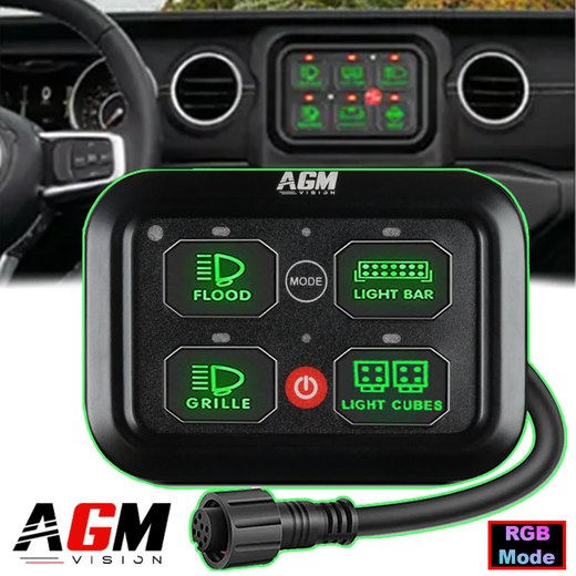 4-button control panel + fuse box for additional lighting / LED bar 4-button control panel + fuse box for additional lighting / LED bar