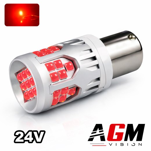 Λάμπα LED P21/5W-BAY15D - UltraBoost 24V - Κόκκινο – Υψηλή ισχύς, χωρίς ανεμιστήρα