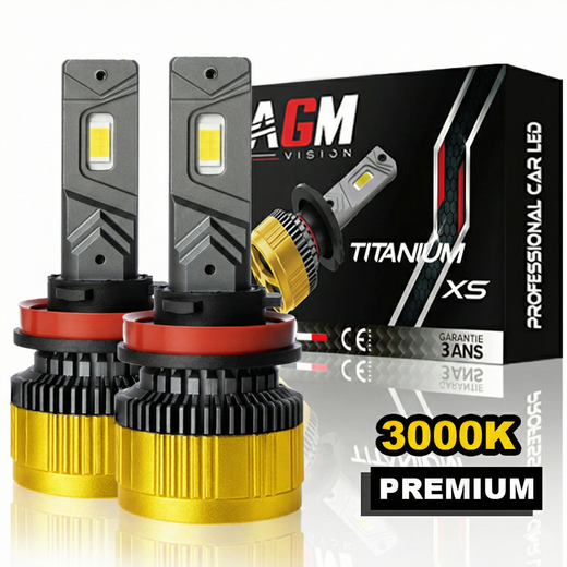 Kit d’ampoules LED H11 Titanium XS jaune 3000 K – 110 W, ultra-puissant Kit d’ampoules LED H11 Titanium XS jaune 3000 K – 110 W, ultra-puissant