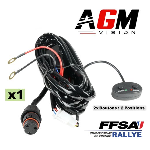 Cablaj ultra-performant pentru bara LED Rallye Pro V2 – 1 mufă cu 3 pini, 2 întrerupătoare Cablaj ultra-performant pentru bara LED Rallye Pro V2 – 1 mufă cu 3 pini, 2 întrerupătoare