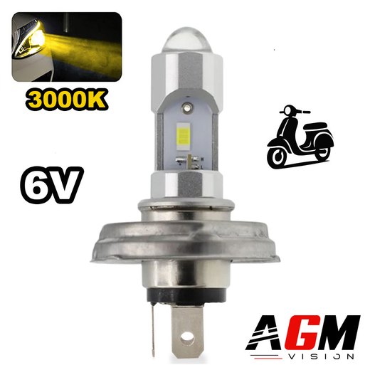 Ampoule LED R2 P45T 6V Dual Tech spécifique AC-DC - jaune 3000K