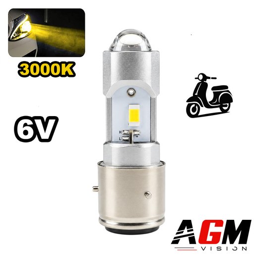 Ampoule LED BA21D 6V Dual Tech spécifique AC-DC - Jaune 3000K
