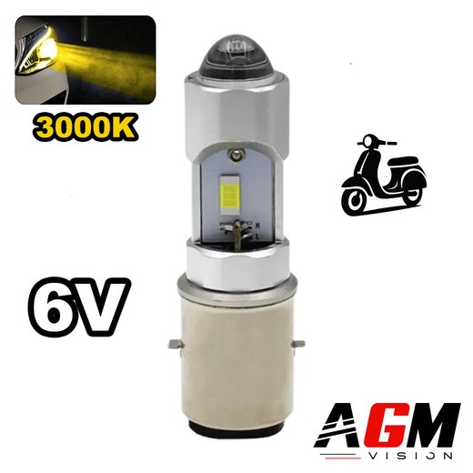 Ampoule LED BA20D 6V Dual Tech spécifique AC-DC - Jaune 3000K