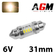 LED festoon C3W 31 mm 6V Vintage 4000K