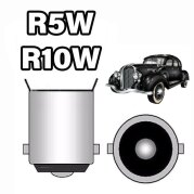 LED R5W-R10W BA15S, 3V, 6V, 12V - Vintage