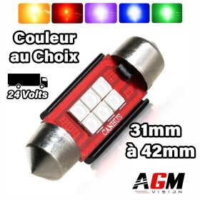 Navette LED F12 TRUCK 24V CORES C3W, C5W, C7W, C10W de 31 a 42mm - AGM Vision