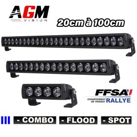 BARRA LED RALLY - DARK V1 - da 20 cm a 100 cm - Combinazione, spot o flood - AGM Vision
