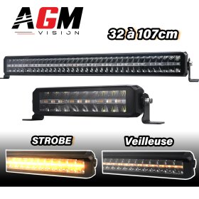 Barra LED Dual Meteor Ultra de Largo Alcance, estroboscópica y luz de posición naranja de 32 a 107 cm - AGM Vision