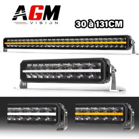アグリトラック用ダブルロウLEDバー-4x4-V2 - オレンジ/ホワイトポジションランプ - 30～131cm - AGM Vision