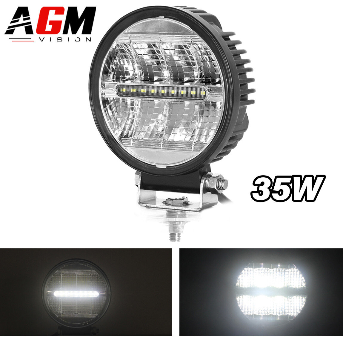 ROUND LED HEADLIGHT DIFFUSION+ WHITE DRL 35W ROUND LED HEADLIGHT DIFFUSION+ WHITE DRL 35W