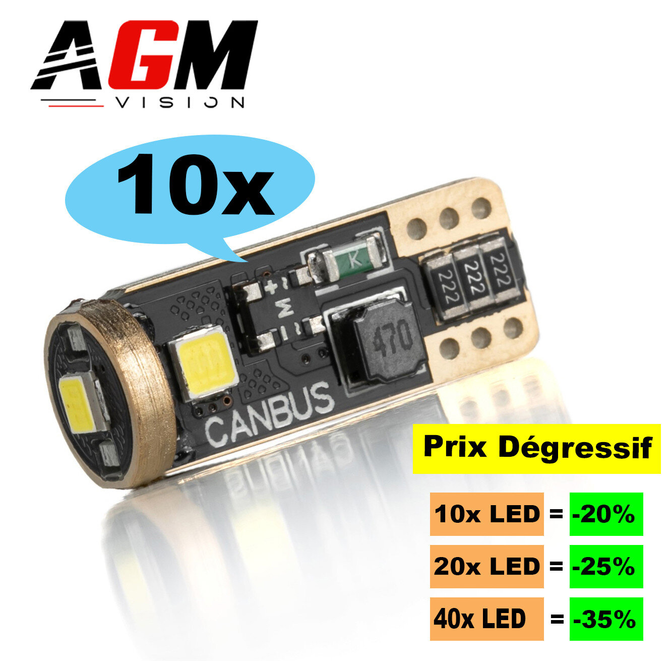 Satz mit 10 LED-Lampen T10-W5W Platinium (weiß) Satz mit 10 LED-Lampen T10-W5W Platinium (weiß)