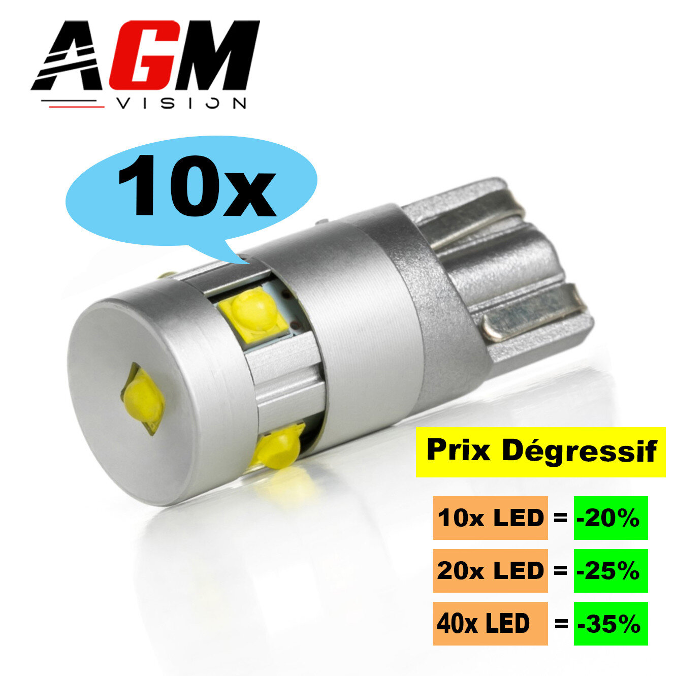 LOT 10 LED-Lampen T10-W5W ENDURA (Weiß) LOT 10 LED-Lampen T10-W5W ENDURA (Weiß)