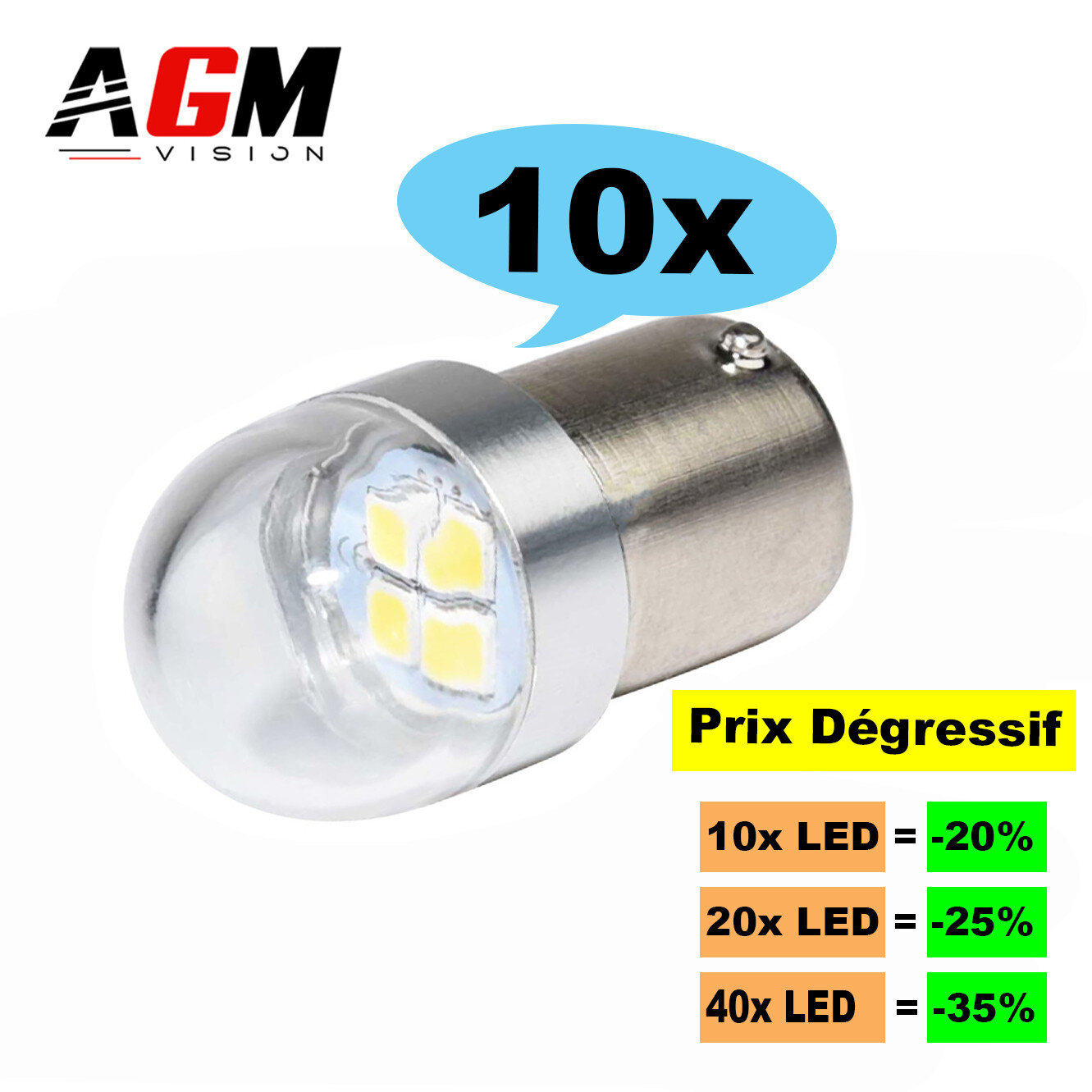 Satz 10 LED-Lampen R5W-R10W MIRAGE (Weiß) Satz 10 LED-Lampen R5W-R10W MIRAGE (Weiß)