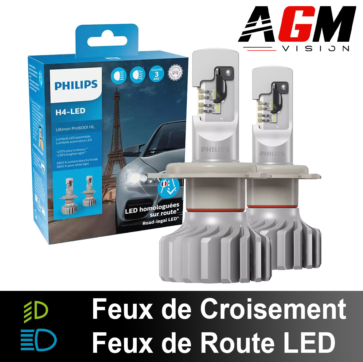 Kit Luces de Cruce/Carretera LED Homologadas Renault Trafic 2 2001-2015- PHILIPS H4 ULTINON PRO6000 HL BOOST Kit Luces de Cruce/Carretera LED Homologadas Renault Trafic 2 2001-2015- PHILIPS H4 ULTINON PRO6000 HL BOOST