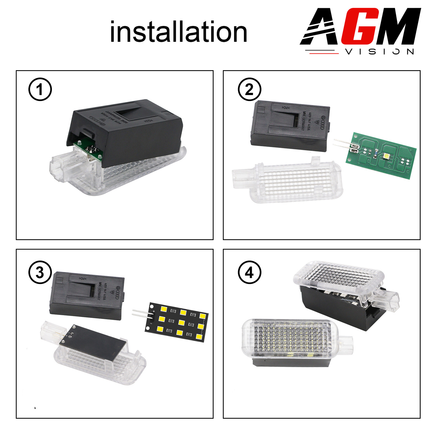Lot 2 Modules LED Rouges Éclairage Intérieur Audi A3 A4 A5 A6 Q3 Q5 Q7 R8