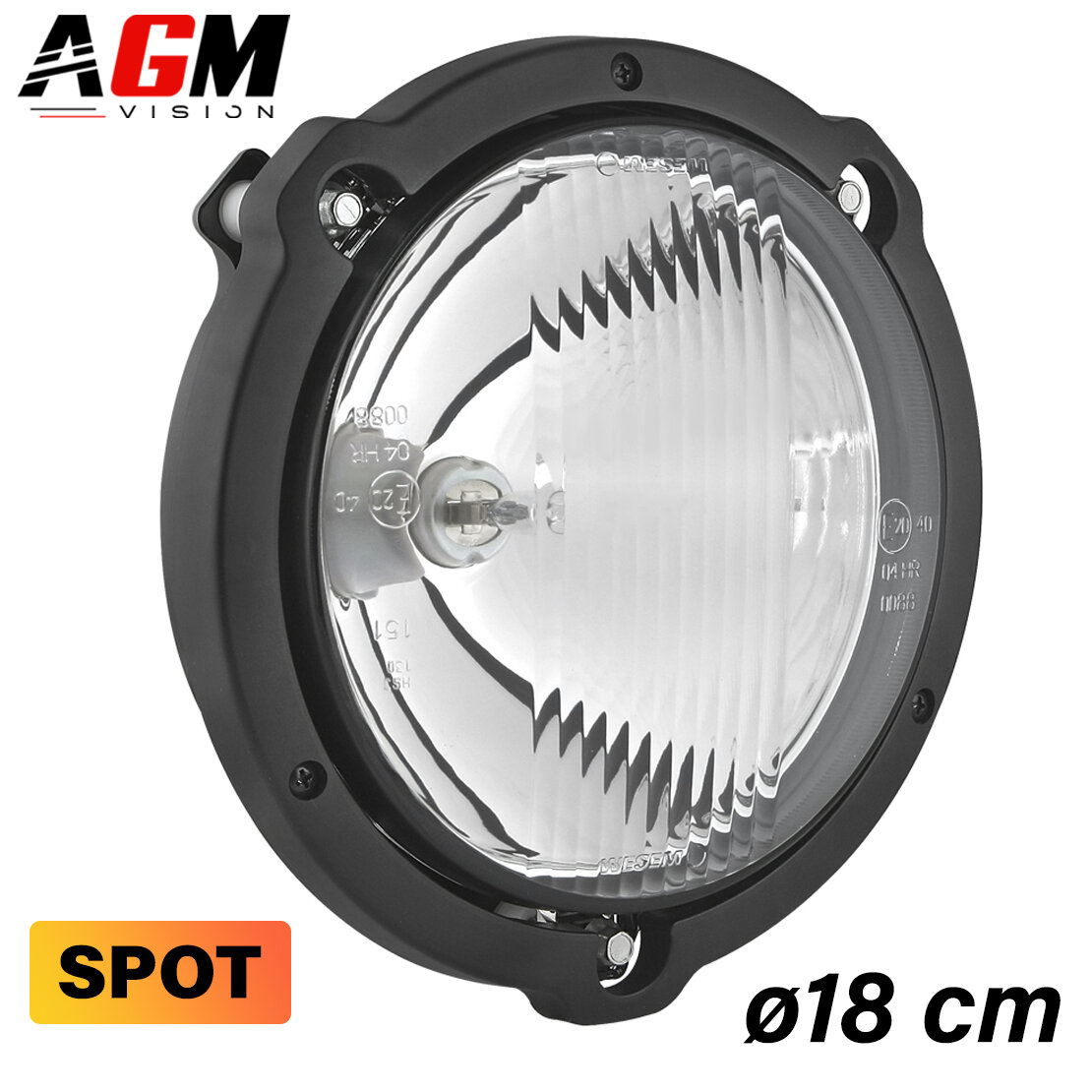Farol de Longo Alcance Rallye 18CM com moldura Farol de Longo Alcance Rallye 18CM com moldura