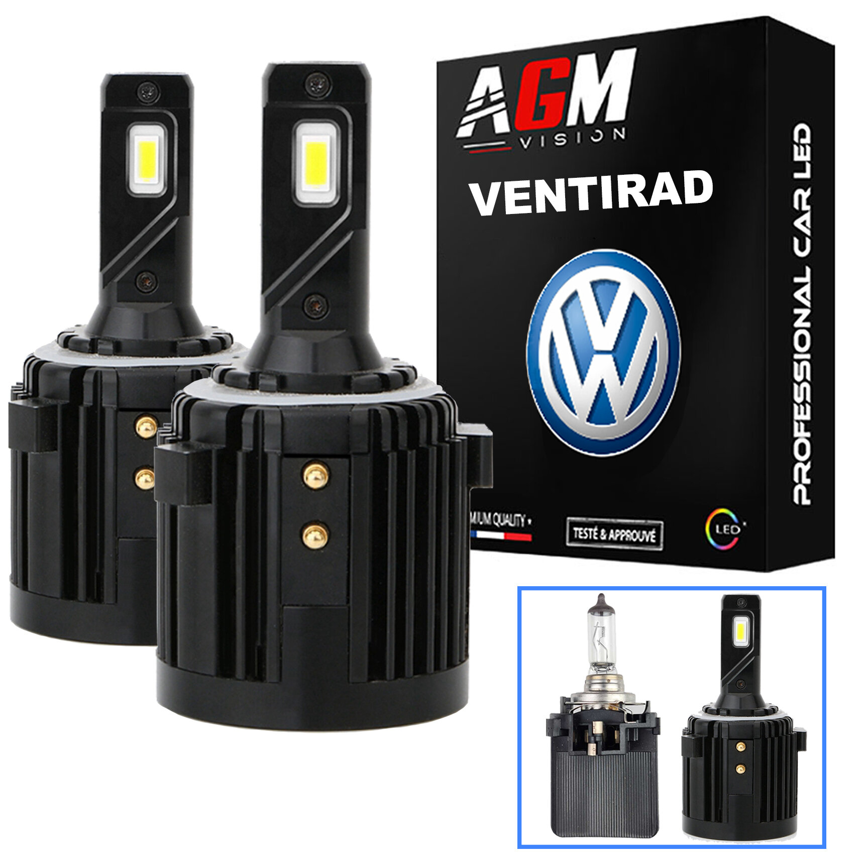 Kit Lampadine LED H7 VENTIRAD VOLKSWAGEN, Mercedes, Canbus Performante, 80 Watt, Montaggio come l'Originale Kit Lampadine LED H7 VENTIRAD VOLKSWAGEN, Mercedes, Canbus Performante, 80 Watt, Montaggio come l'Originale