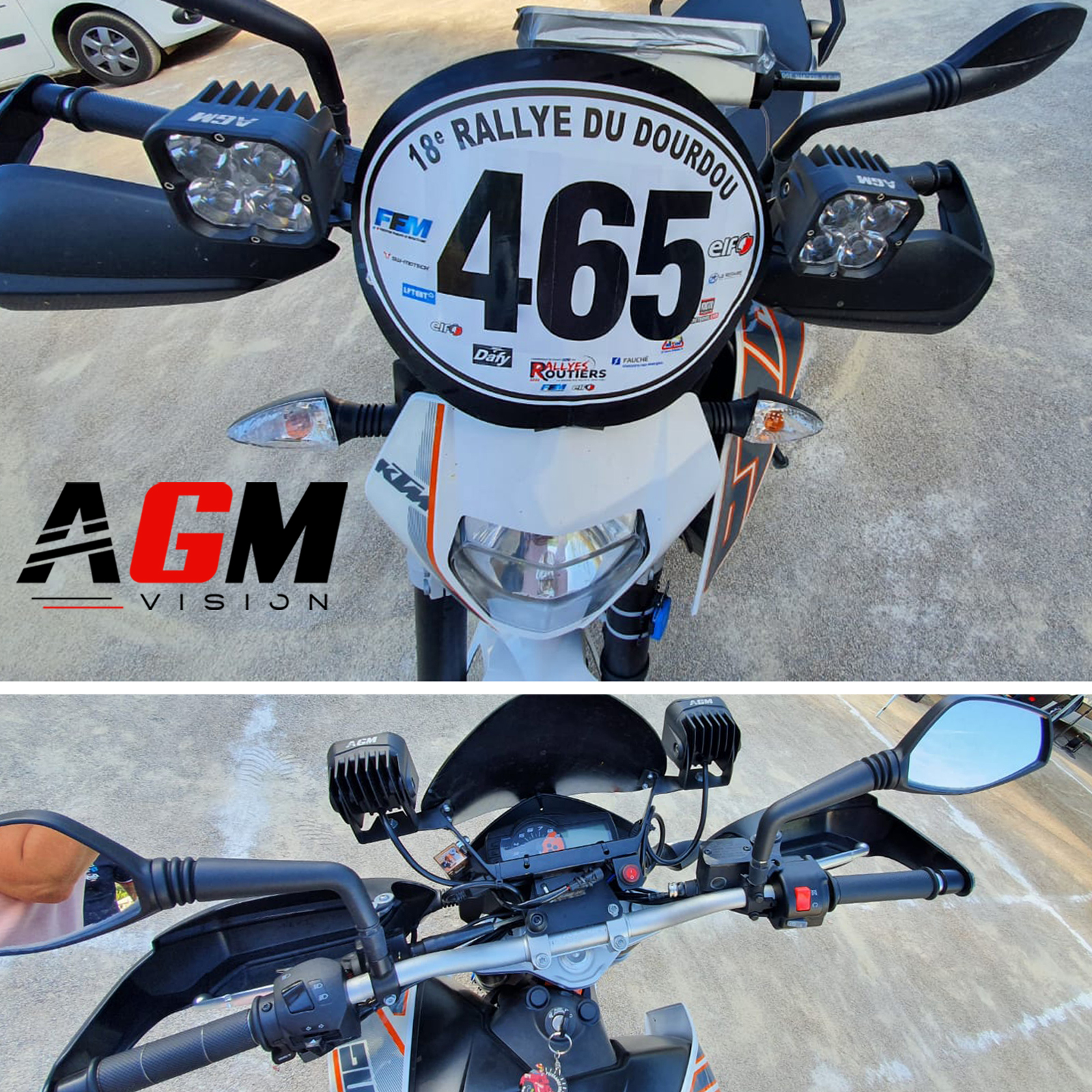 Lot 2 Phares LED Moto 12V Gauche + Droite - Compatible Bull Farm Quad Dirt Bike ATV 150cc 250cc - Haute Luminosité