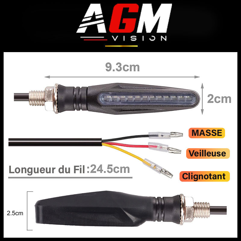 Area1 Set Di 2 Frecce LED Sequenziali Per Moto Con Resistenze – M8 – Omologate E – Compatibili Con BMW, Yamaha, Honda, Ducati - 4