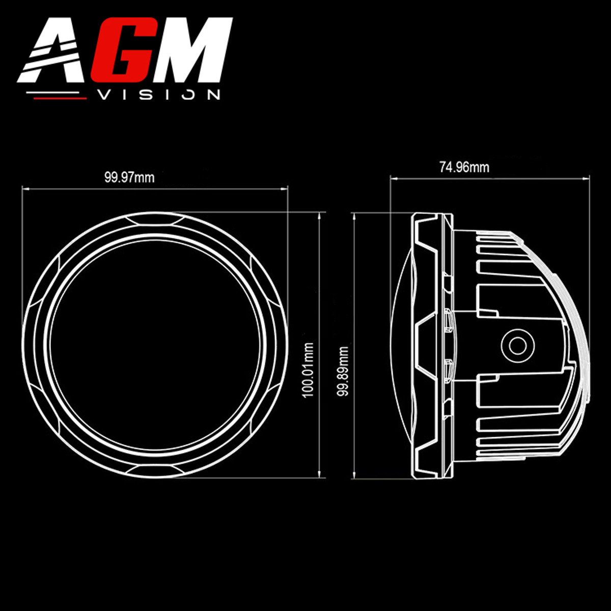 KIT 2 Round X Tech LED headlights, color of choice, additional lighting