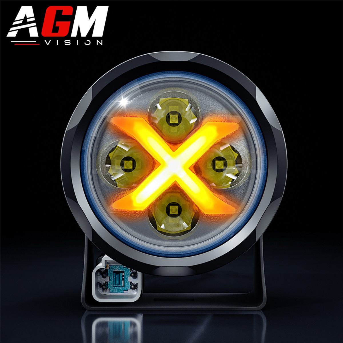 KIT 2 Round X Tech LED headlights, color of choice, additional lighting