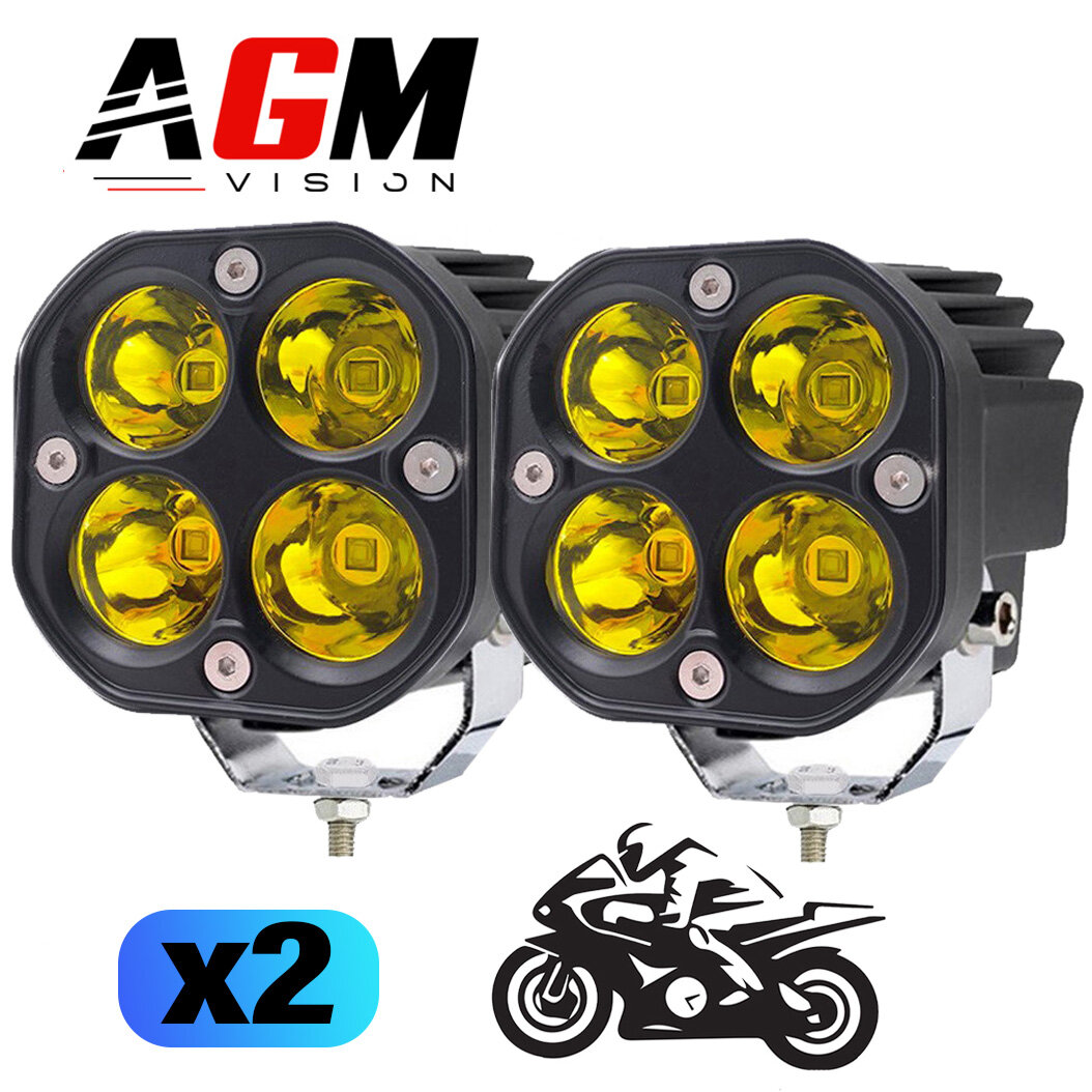 KIT 2 PHARES LED MOTO SPOT JAUNE ST-R 80W KIT 2 PHARES LED MOTO SPOT JAUNE ST-R 80W