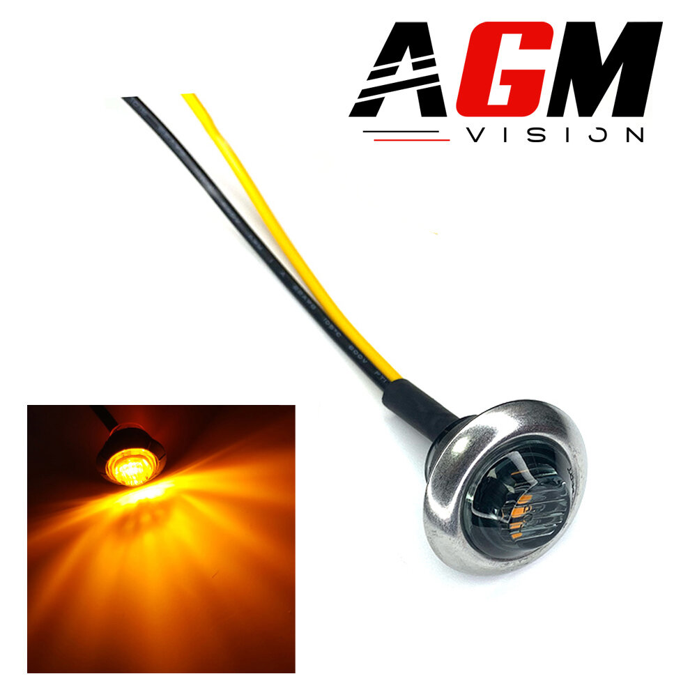 Round Black Smoked Chrome LED Marker Light (Orange) - Ø 2CM Round Black Smoked Chrome LED Marker Light (Orange) - Ø 2CM