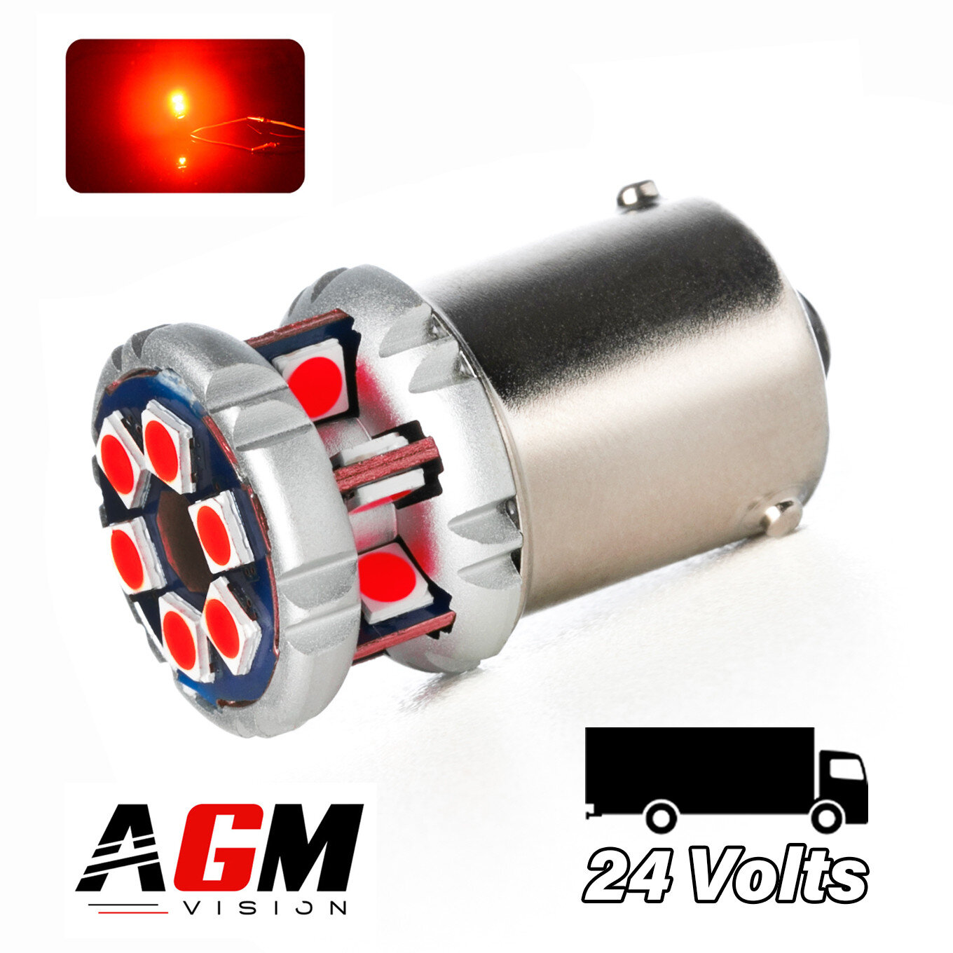Bombilla LED R5W-R10W Mini Ultra Power Roja 24 Voltios Camión Bombilla LED R5W-R10W Mini Ultra Power Roja 24 Voltios Camión
