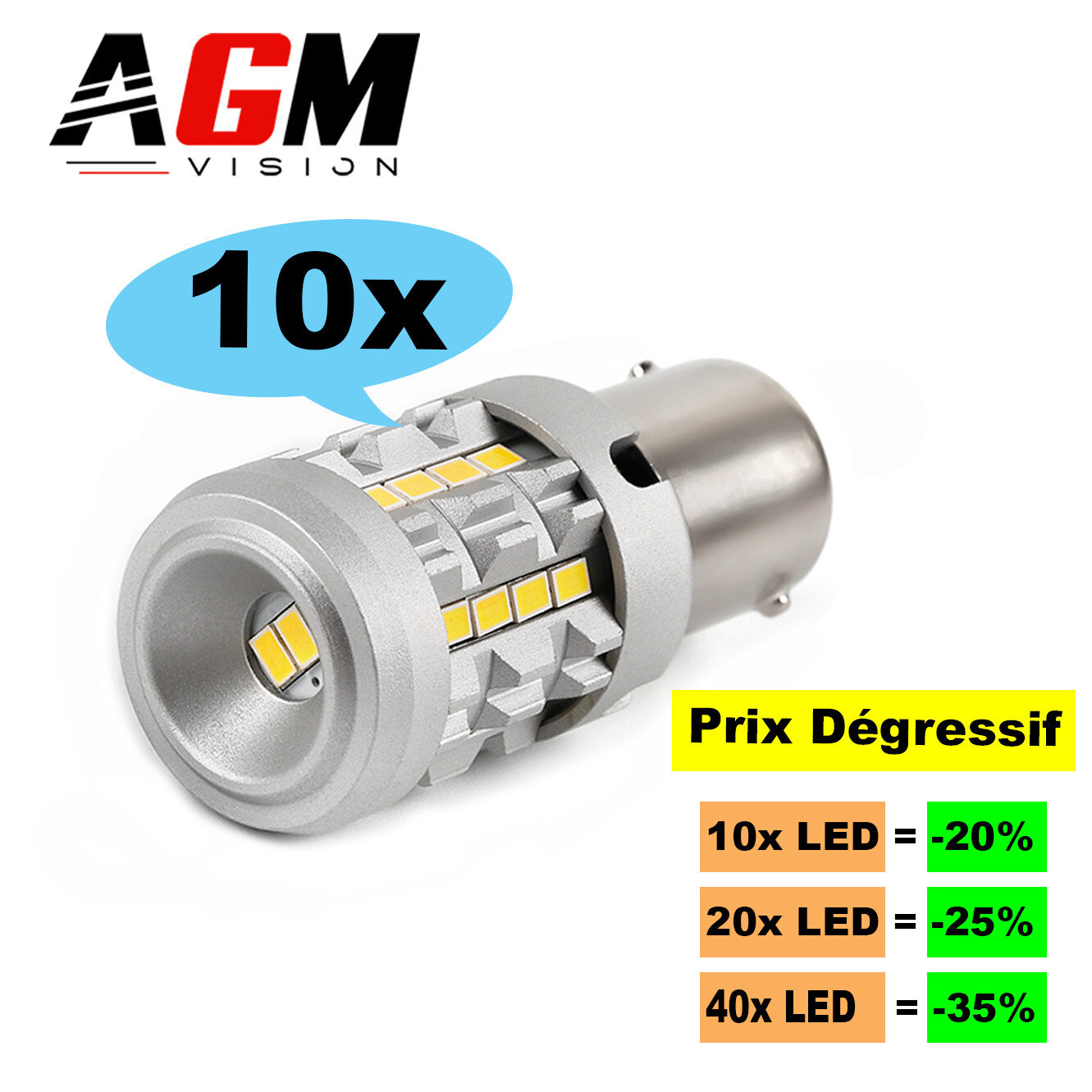 Satz mit 10 LED-Lampen P21W-BA15S-ULTRA RÜCKFAHR Satz mit 10 LED-Lampen P21W-BA15S-ULTRA RÜCKFAHR