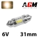Navette LED C3W 31 mm 6V Vintage 4000K
