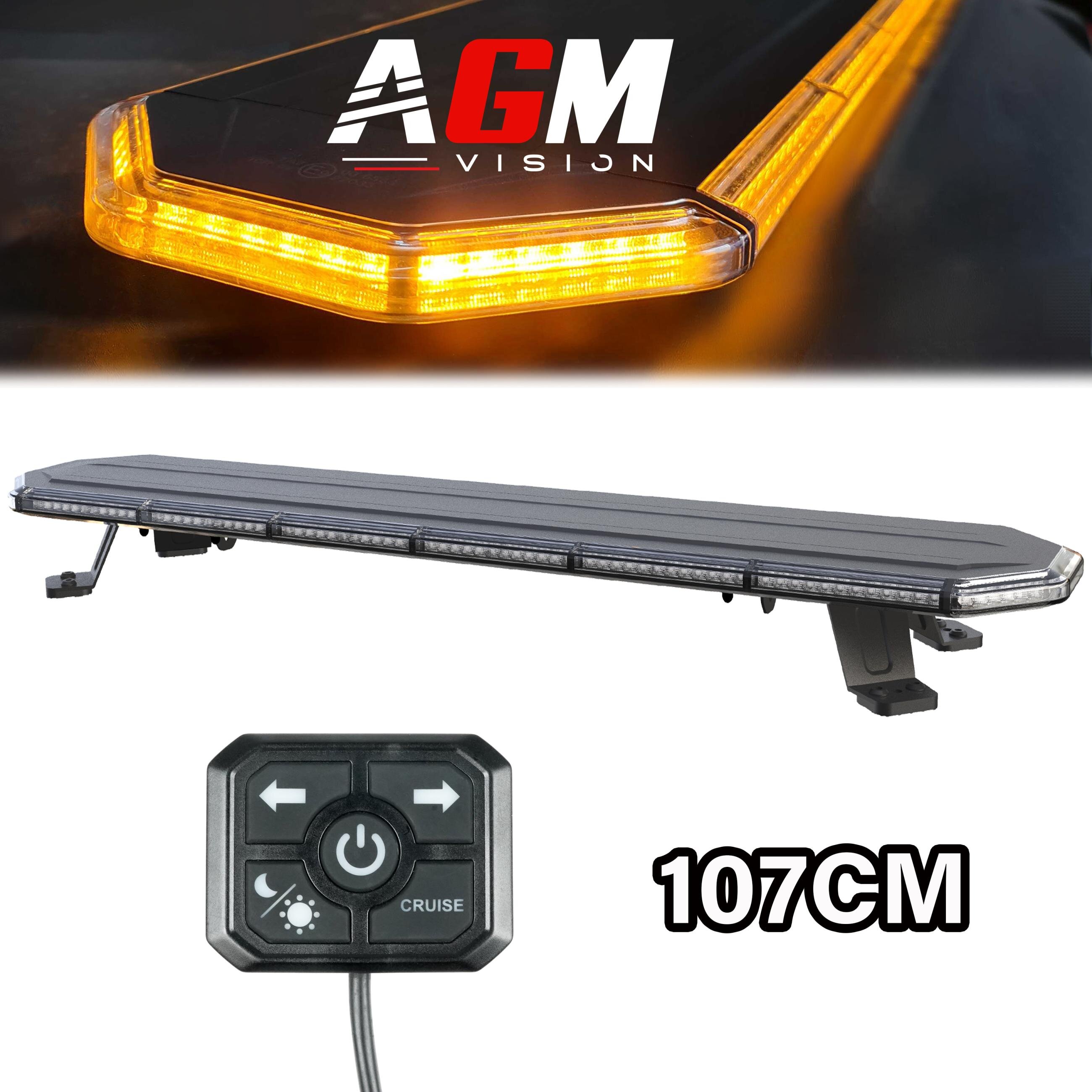 LED-ramp Gyrophares Dark Slim Serie Oranje, 107cm, 140 watt met bedrade afstandsbediening LED-ramp Gyrophares Dark Slim Serie Oranje, 107cm, 140 watt met bedrade afstandsbediening