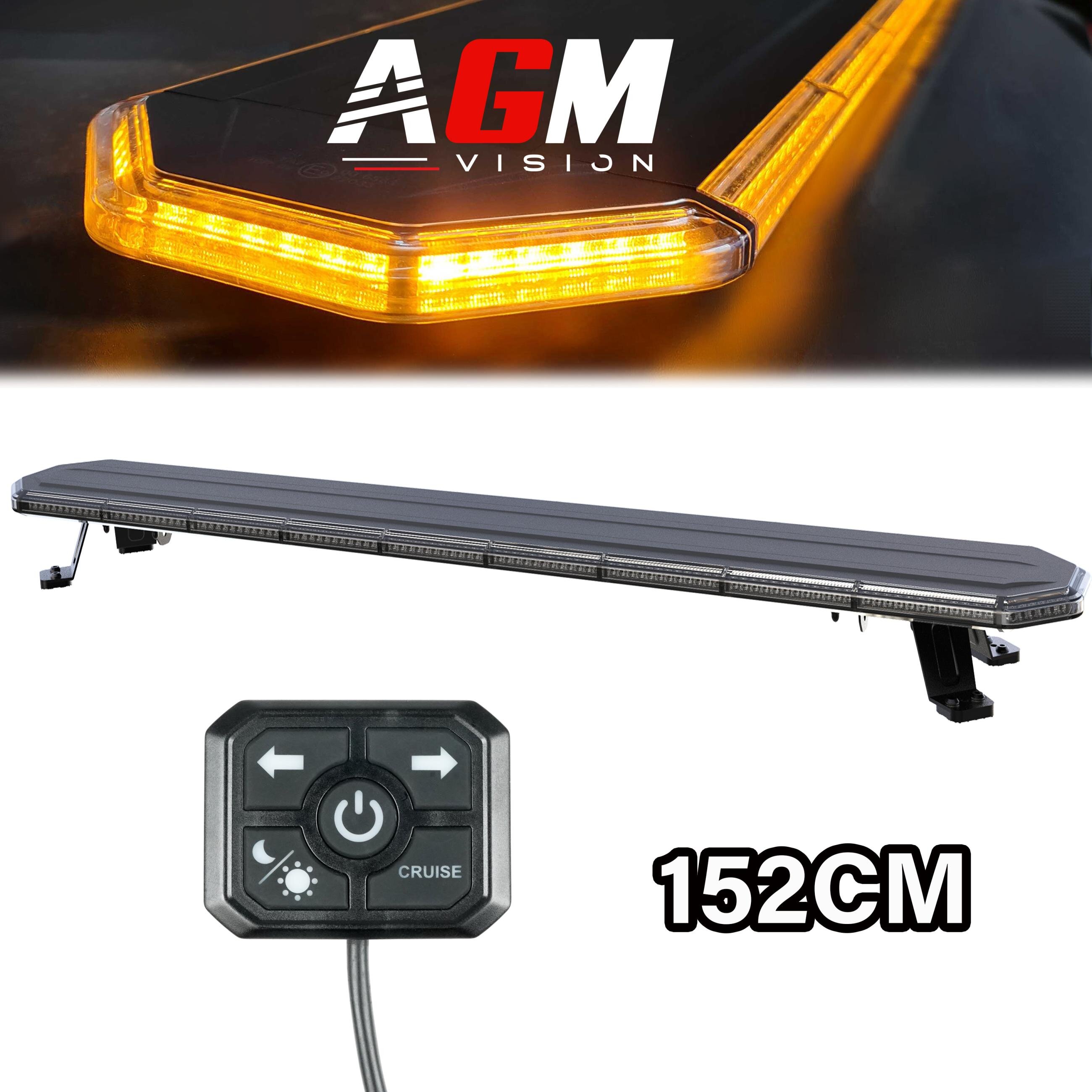 LED-ramp Gyrophares Dark Slim Serie Oranje, 152cm, 190 watt met bedrade afstandsbediening LED-ramp Gyrophares Dark Slim Serie Oranje, 152cm, 190 watt met bedrade afstandsbediening