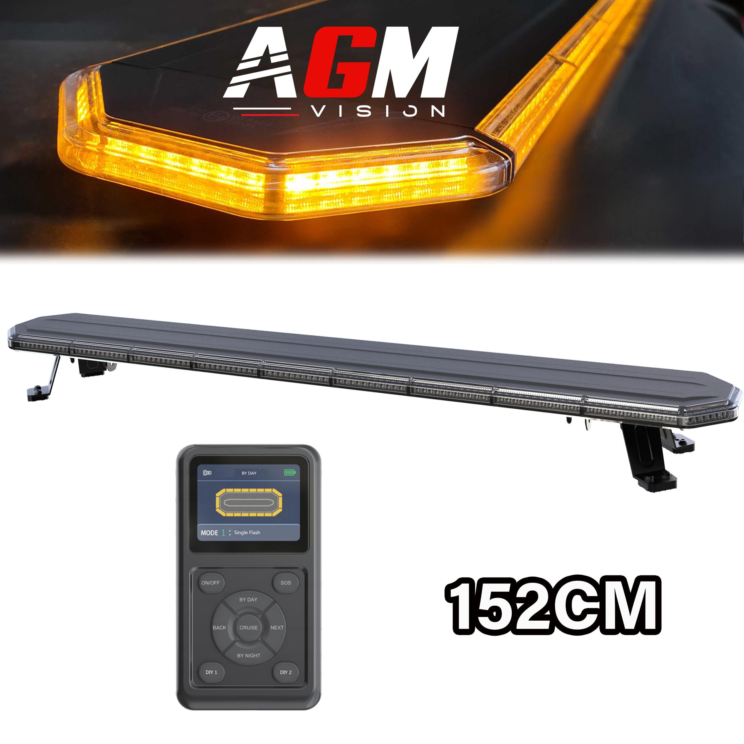LED-ramp Gyrophares Dark Slim Serie Oranje, 152cm, 190 Watt met draadloze afstandsbediening LED-ramp Gyrophares Dark Slim Serie Oranje, 152cm, 190 Watt met draadloze afstandsbediening