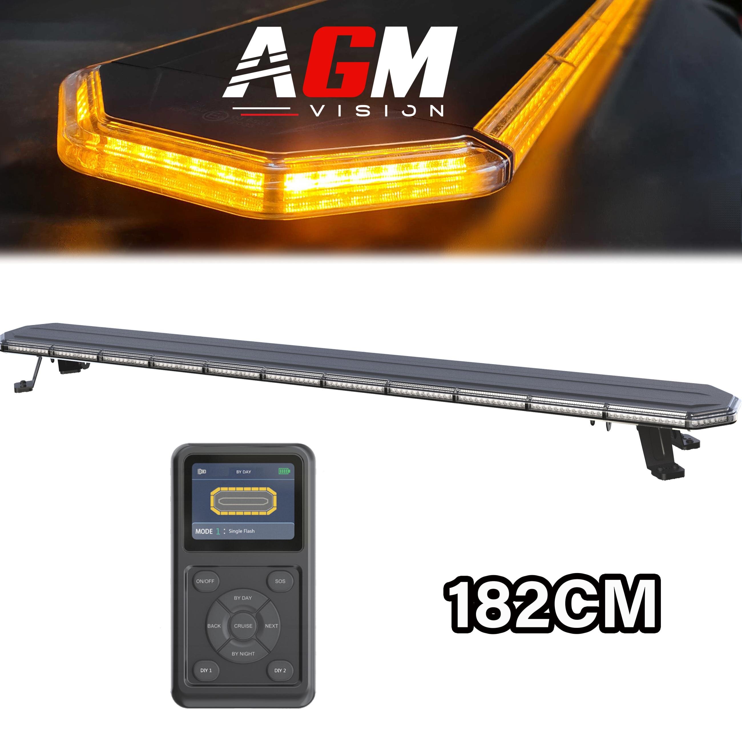 LED-ramp Gyrophares Dark Slim Serie Oranje, 182cm, 220 Watt met draadloze afstandsbediening LED-ramp Gyrophares Dark Slim Serie Oranje, 182cm, 220 Watt met draadloze afstandsbediening