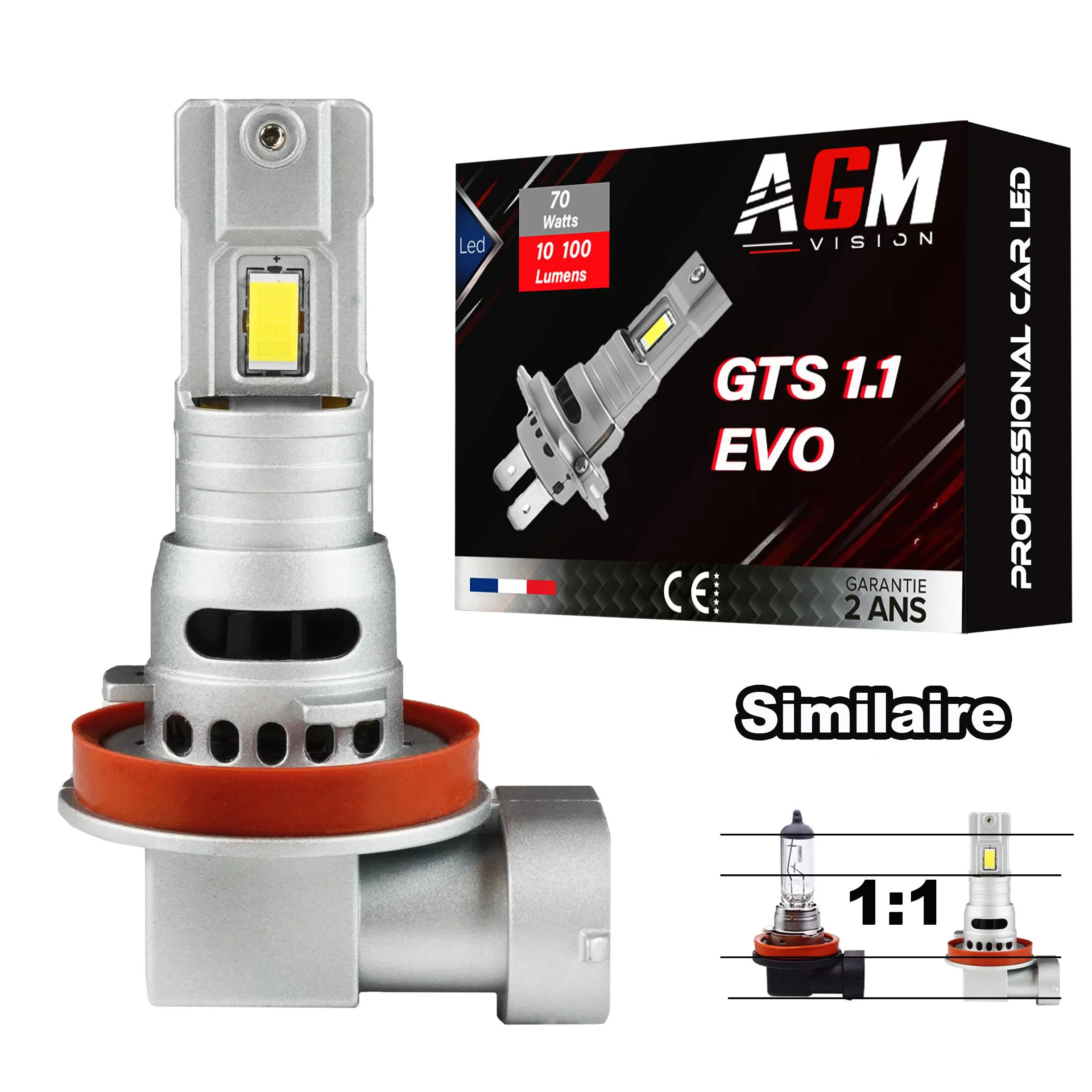 Ampoule LED H11 GTS 1.1 EVO R35W - Blanc 6500K - Ventilée, taille mini et puissante 35 W, 5050 lumens Ampoule LED H11 GTS 1.1 EVO R35W - Blanc 6500K - Ventilée, taille mini et puissante 35 W, 5050 lumens