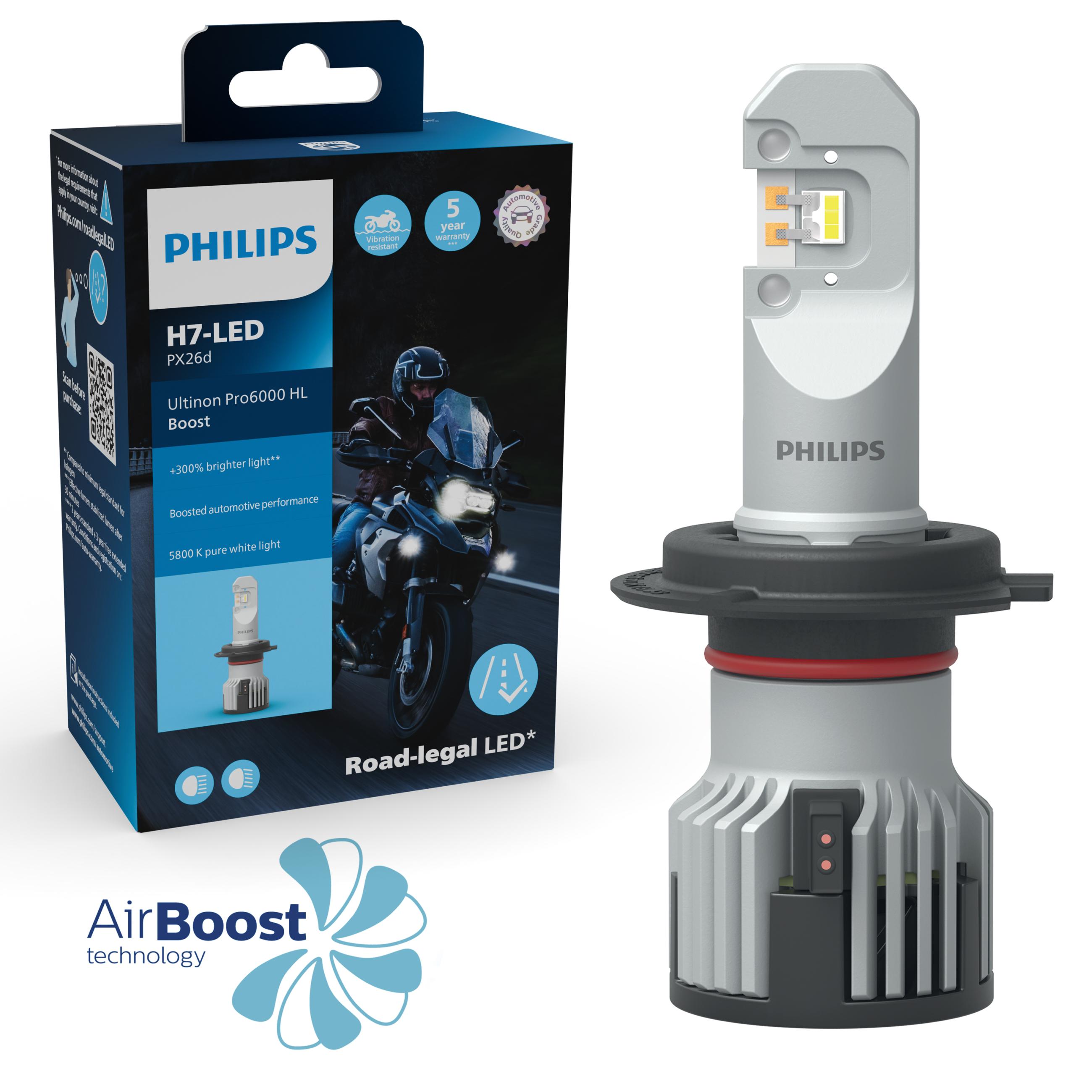 Godkjent H7 LED-pære for motorsykkel Philips Ultinon Pro6000 Boost HL