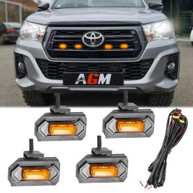 Pack de 4 luces LED nocturnas naranjas con pinza y clips - parrilla - AGM Vision