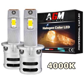 Kit ampoules LED H3 VINTAGE GTS EVO R60W - Couleur halogène 4000K - Ventilé - AGM Vision