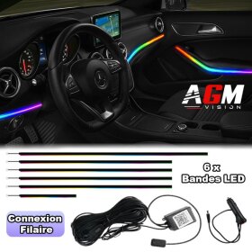 Kit LED intérieur Slim RGB – Tableau de bord & portes (filaire) - AGM Vision